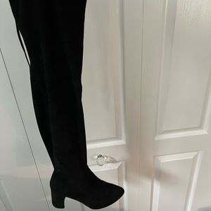 Black thigh high suede autumn boots